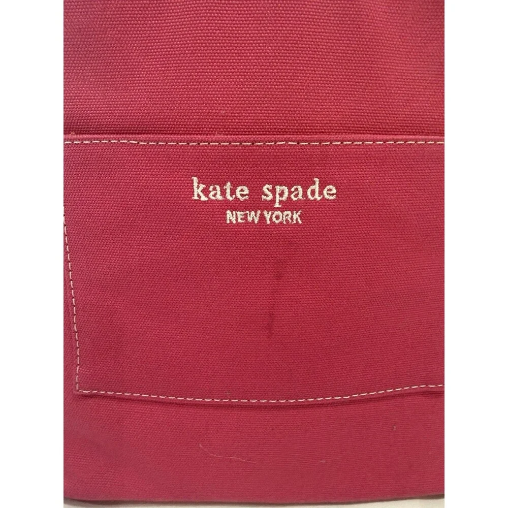 VTG Kate Spade Pink Canvas Hard Shell Boat Tote Bag 90s Y2K Bag
